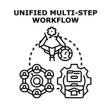 Unified multi step workflow optimizing business processes Stock Illustration