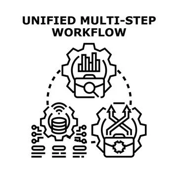 Unified multi step workflow process managing business operations Stock Illustration