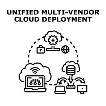 Unified multi vendor cloud deployment network infrastructure Stock Illustration