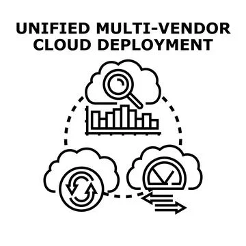 Unified multi vendor cloud deployment concept illustration Stock Illustration