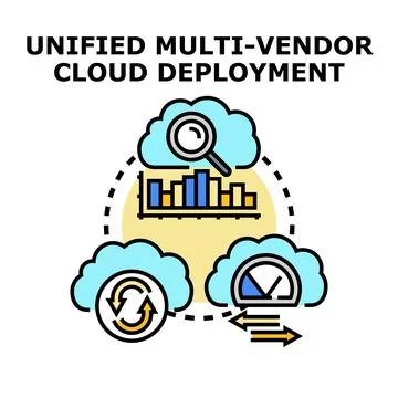 Unified multi vendor cloud deployment concept illustration 库存插图