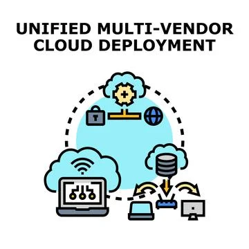Unified multi vendor cloud deployment network infrastructure Stock Illustration