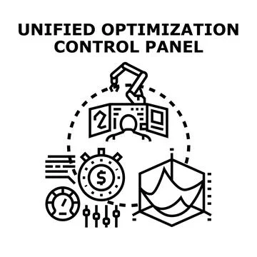 Unified optimization control panel setup concept Stock Illustration
