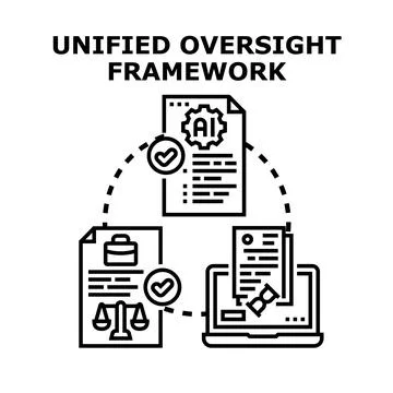 Unified oversight framework for ai regulation control Stock Illustration