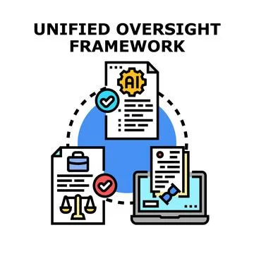 Unified oversight framework for ai regulation control Stock Illustration