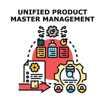 Unified product master management vector concept illustration Stock Illustration