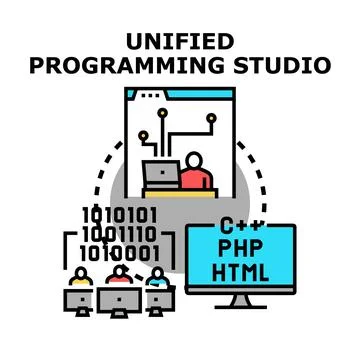 Unified programming studio creating software solutions 스톡 일러스트