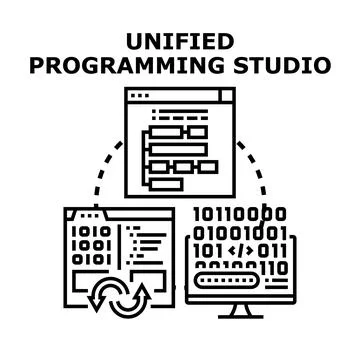 Unified programming studio for software development collaboration Ilustración de archivo