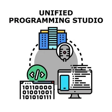 Unified programming studio system developing software applications Stock Illustration