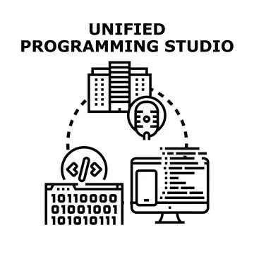 Unified programming studio system developing software applications Stock Illustration