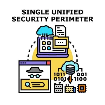 Unified security perimeter protecting digital data and network Stock Illustration