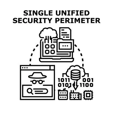 Unified security perimeter protecting digital data and network Stock Illustration