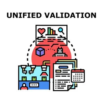 Unified validation process demonstrating data quality control Stock Illustration