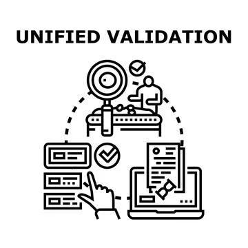 Unified validation process ensuring quality control assessment Stock Illustration