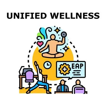 Unified wellness program promoting mental physical employee health 库存插图