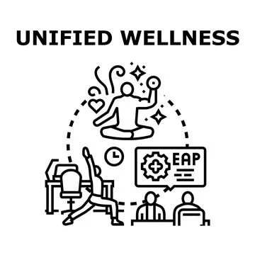 Unified wellness program promoting mental physical employee health Illustration