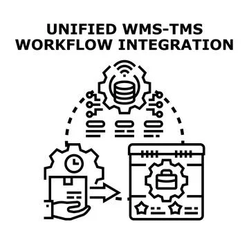 Unified wms tms workflow integration system concept Illustrazione stock