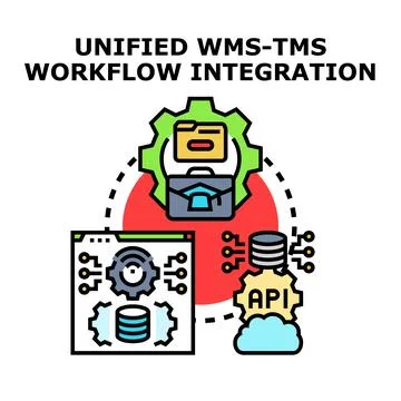 Unified wms tms workflow integration concept illustration Stock Illustration