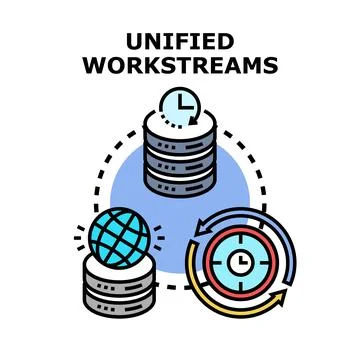 Unified workstreams concept synchronizing global data processes Stock Illustration