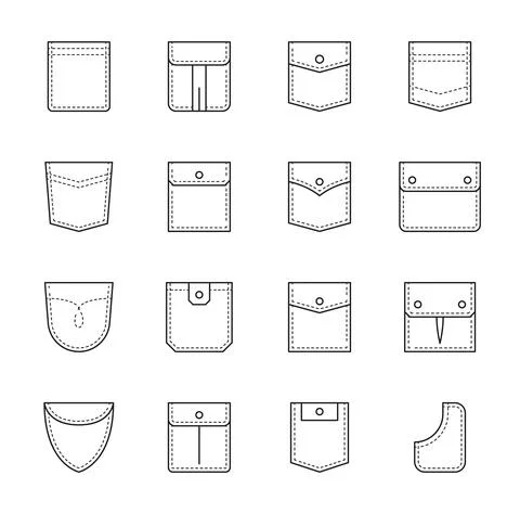 Uniform clothes patch pockets with seam and flap Stock Illustration