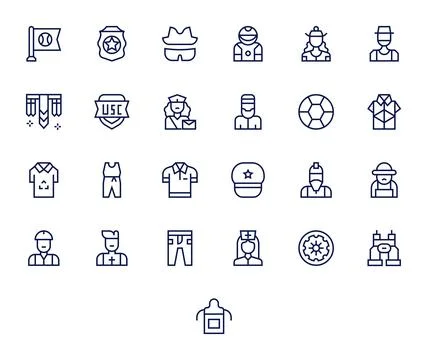 Uniform Essential Vector Set including 25 Grid Fitted Regular Line Retina R.. Stock Illustration