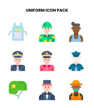 Uniform Flat Collection Icons Pack Stock-Illustration