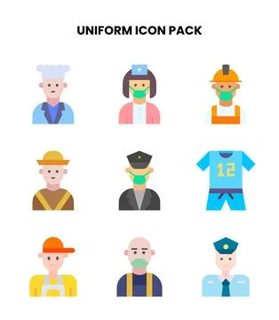 Uniform Flat Design Icons Pack Illustrazione stock