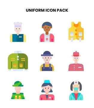 Uniform Flat Scalable Icons Pack Stock-Illustration