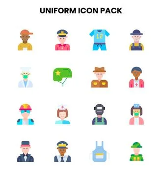 Uniform Flat Set Icons Pack Stock Illustration