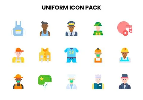 Uniform Flat UI Icons Pack Stock Illustration