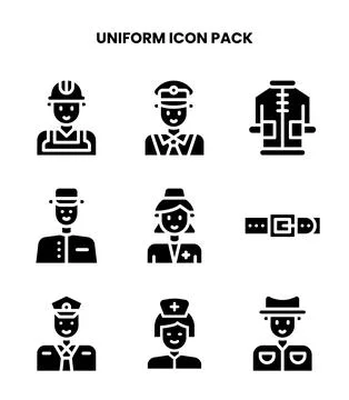 Uniform Glyph Bundle Icons Pack Illustrazione stock