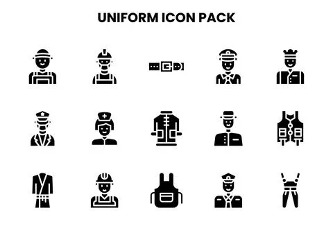 Uniform Glyph Set Icons Pack Stock Illustration