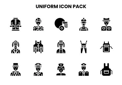 Uniform Glyph Vector Icons Pack Stock Illustration