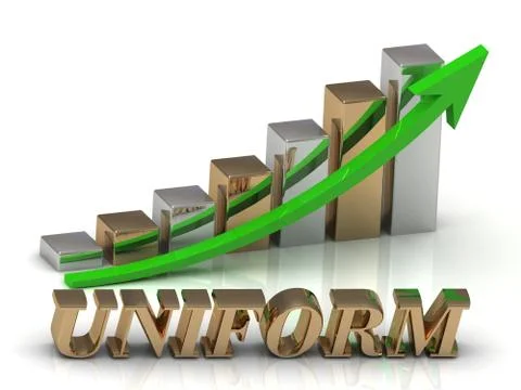 UNIFORM- inscription of gold letters and Graphic growth and gold arrows on wh Stock Illustration