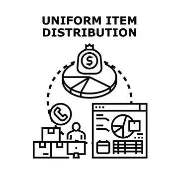Uniform item distribution process with data analysis Stock Illustration