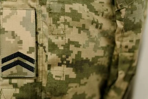 The uniform of a junior sergeant of the armed forces of Ukraine close-up Stock Photos
