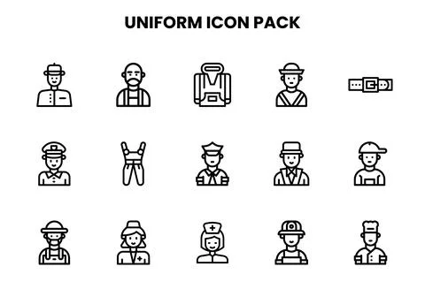 Uniform Line Collection Icons Pack Stock Illustration