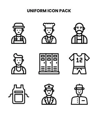 Uniform Line Scalable Icons Pack Stock Illustration