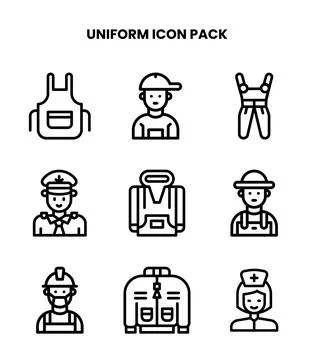 Uniform Line UI Icons Pack Stock Illustration