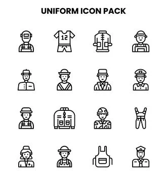 Uniform Line Vector Icons Pack Stock Illustration
