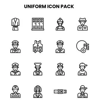 Uniform Line Vector Icons Pack Illustrazione stock