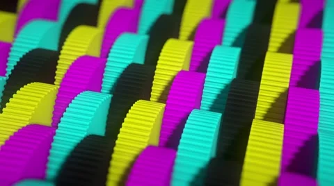 Uniform Looping Array of CMYK Gears, Version 1 库存影片 62734588