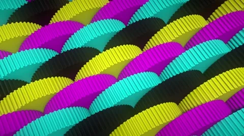 Uniform Looping Array of CMYK Gears, Version 2 库存影片 62734593