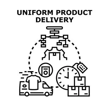 Uniform product delivery process logistics concept illustration Stock Illustration