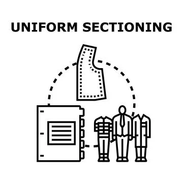 Uniform sectioning process creating garment patterns Stock Illustration