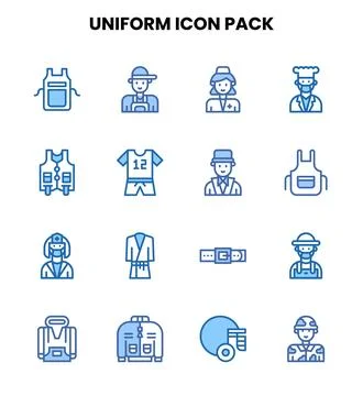 Uniform Two Colour Bundle Icons Pack Illustrazione stock