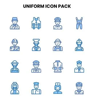 Uniform Two Colour Icons Pack Illustrazione stock