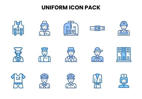 Uniform Two Colour Icons Pack 스톡 일러스트