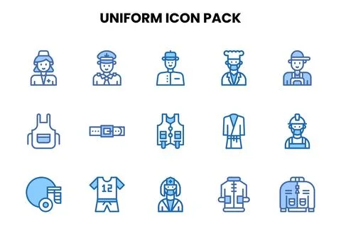 Uniform Two Colour UI Icons Pack Stock Illustration