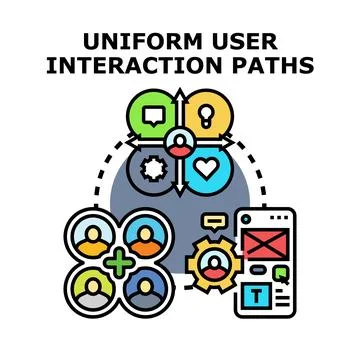 Uniform user interaction paths concept illustration Stock Illustration